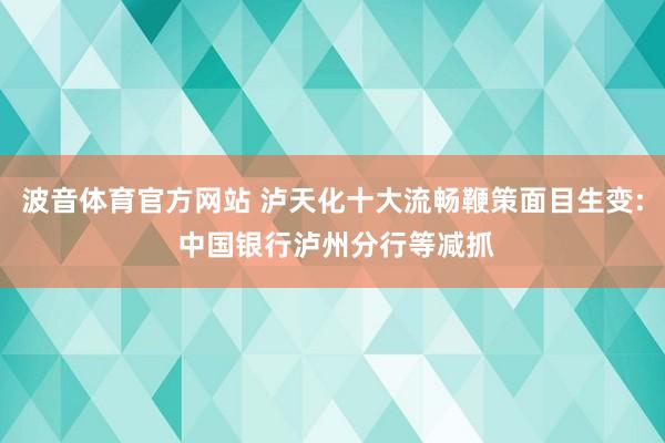波音体育官方网站 泸天化十大流畅鞭策面目生变: 中国银行泸州分行等减抓