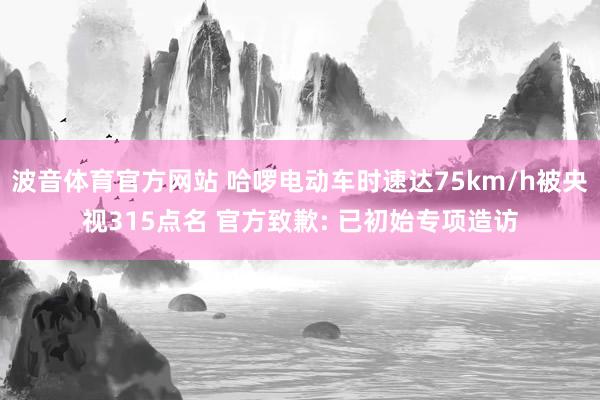 波音体育官方网站 哈啰电动车时速达75km/h被央视315点名 官方致歉: 已初始专项造访