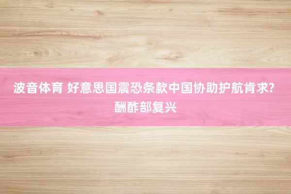 波音体育 好意思国震恐条款中国协助护航肯求? 酬酢部复兴