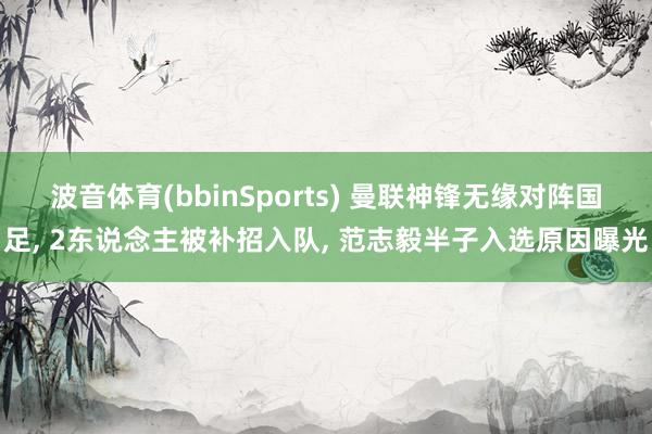 波音体育(bbinSports) 曼联神锋无缘对阵国足, 2东说念主被补招入队, 范志毅半子入选原因曝光