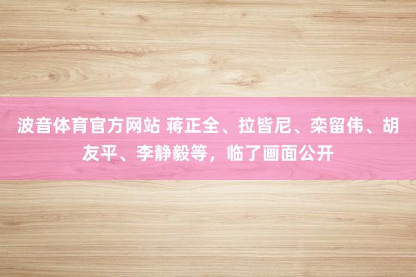 波音体育官方网站 蒋正全、拉皆尼、栾留伟、胡友平、李静毅等，临了画面公开