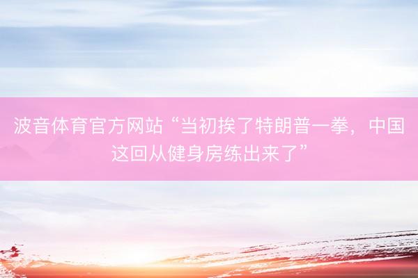 波音体育官方网站 “当初挨了特朗普一拳，中国这回从健身房练出来了”