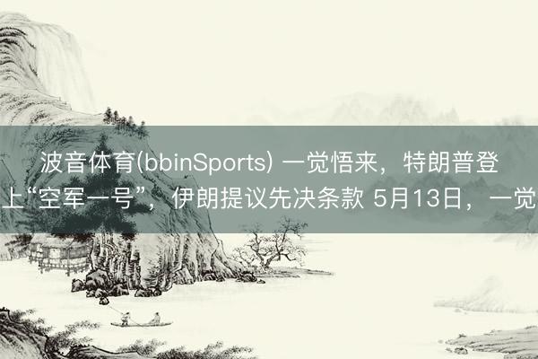 波音体育(bbinSports) 一觉悟来，特朗普登上“空军一号”，伊朗提议先决条款 5月13日，一觉