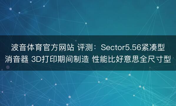 波音体育官方网站 评测：Sector5.56紧凑型消音器 3D打印期间制造 性能比好意思全尺寸型