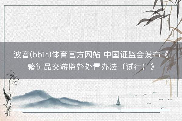 波音(bbin)体育官方网站 中国证监会发布《繁衍品交游监督处置办法（试行）》