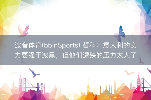 波音体育(bbinSports) 哲科：意大利的实力要强于波黑，但他们遭殃的压力太大了