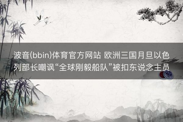 波音(bbin)体育官方网站 欧洲三国月旦以色列部长嘲讽“全球刚毅船队”被扣东说念主员