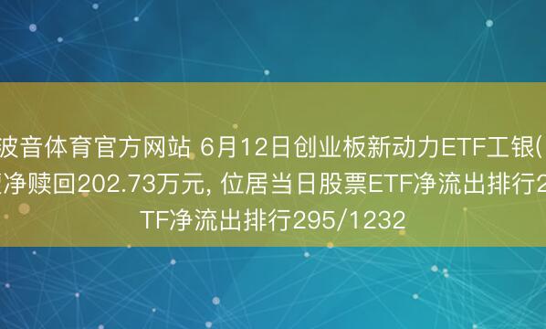 波音体育官方网站 6月12日创业板新动力ETF工银(159149)遭净赎回202.73万元， 位居当日股票ETF净流出排行295/1232