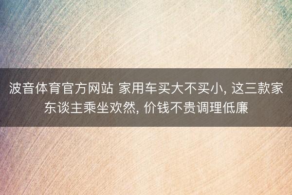 波音体育官方网站 家用车买大不买小， 这三款家东谈主乘坐欢然， 价钱不贵调理低廉